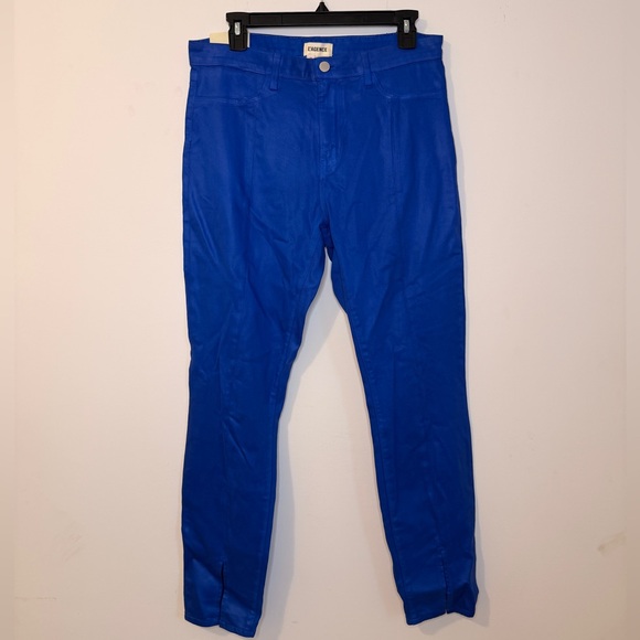 L'AGENCE Jyothi High Rise Split Ankle Jeans, Electric Blue Coated, Size 31 - Picture 3 of 9